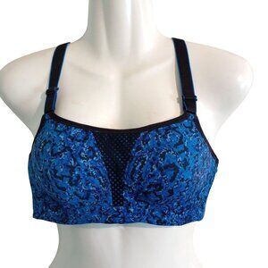 Maidenform Womens Cross-Back Blue Patterned Sports Bra Adjustable Straps Sz 36A